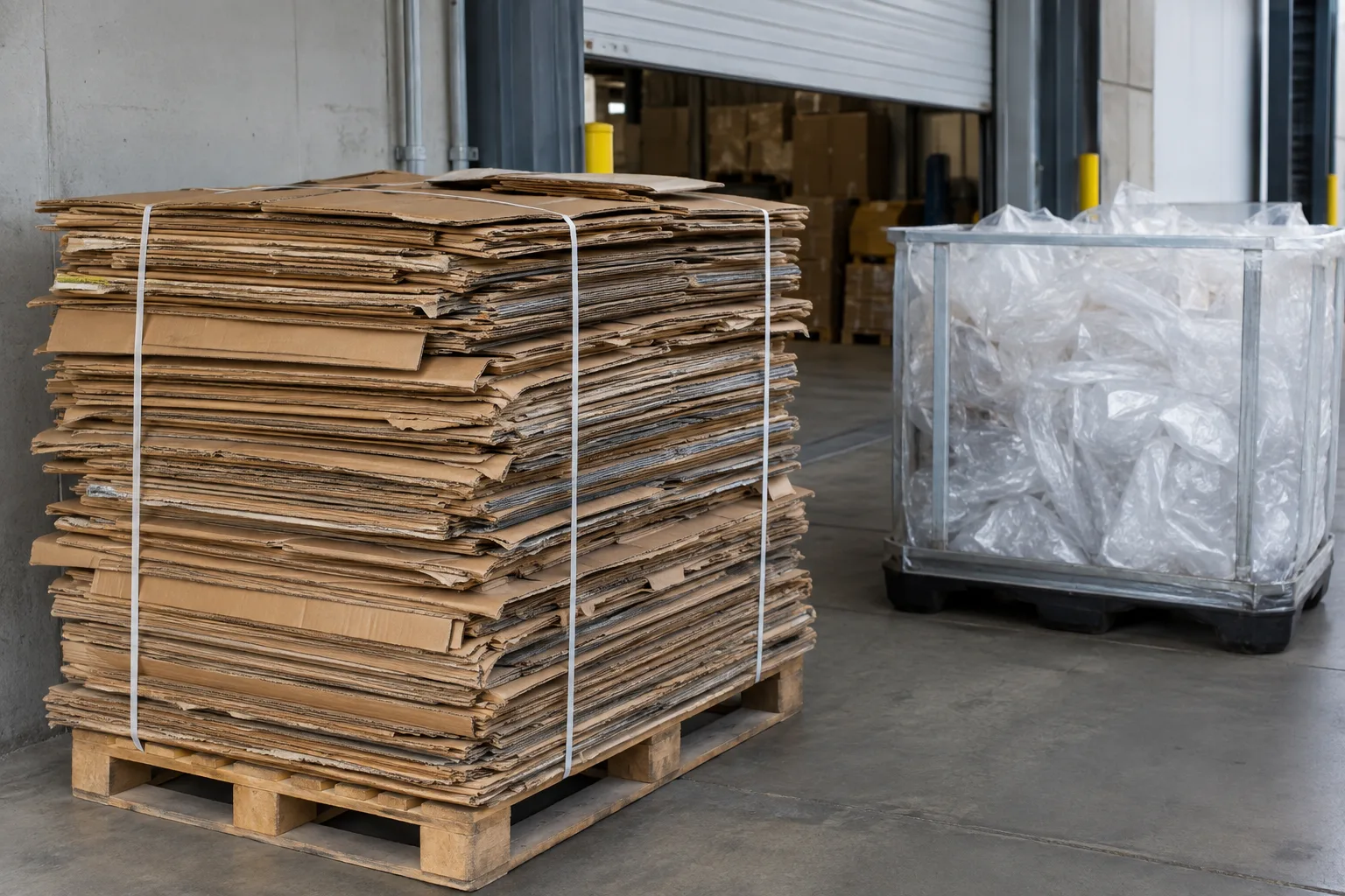 Cardboard prepared for warehouse cardboard pickup